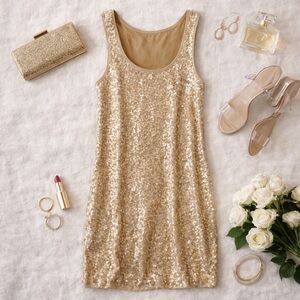 ✨ Max Studio Gold Sequin Tank Dress – Size M (NWT $98) GLAM!